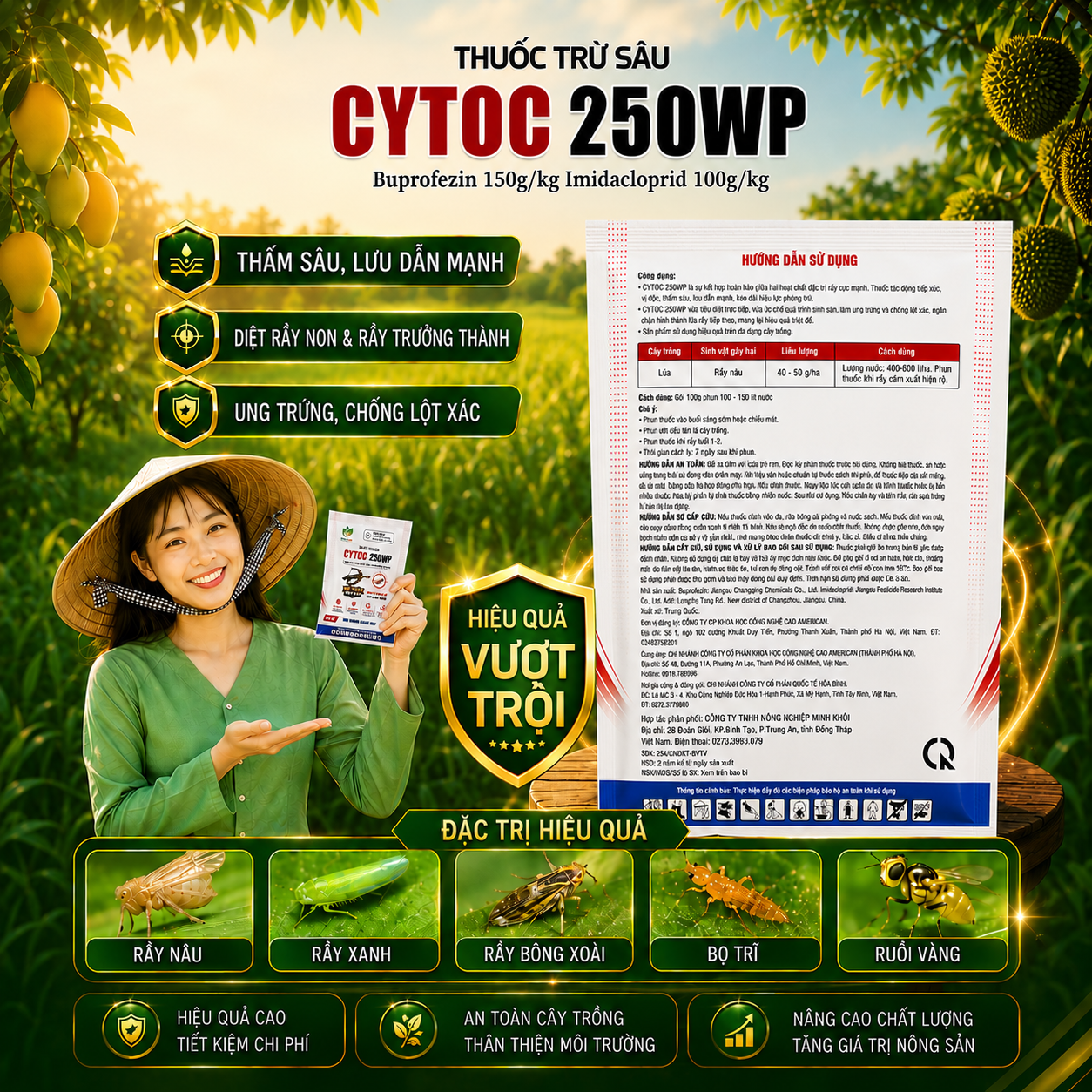 Thuốc trừ sâu Cytoc 250WP - Gói 100g